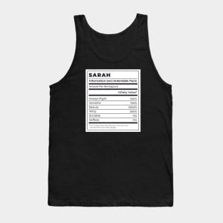 Funny Food Label Female Ingredients SARAH Tank Top